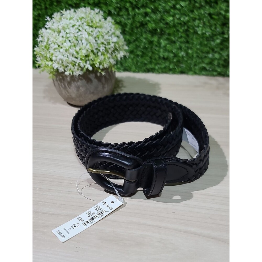 Madewell Women's Woven Leather Belt / True Black, XXS-S NWT